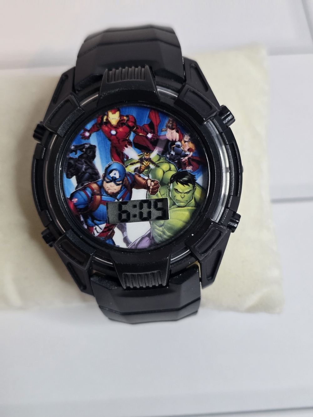 Marvel Black Kids Digital Watch with Colorful Avengers Dial